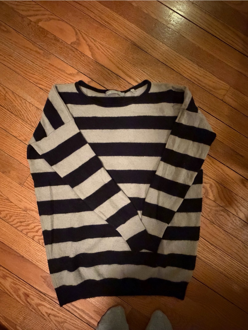 Vince Striped charcoal and Cream cashmere sweater.  Very good condition.